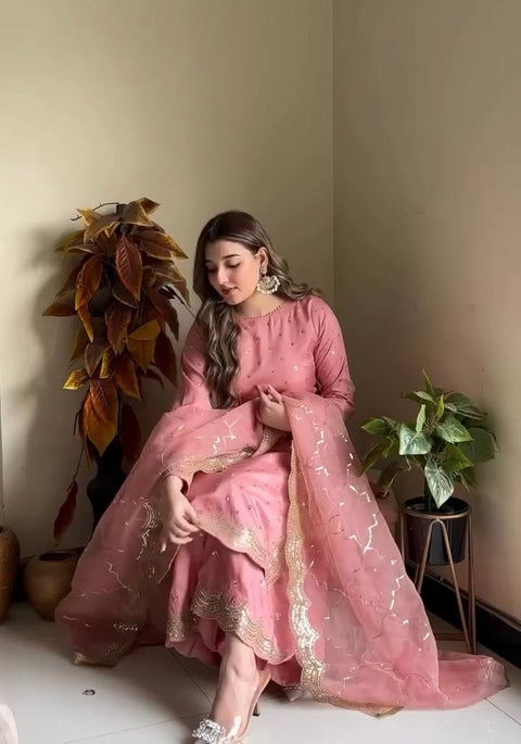 Heavy Pure Fox Georgette With Heavy Embroidered With Sequence