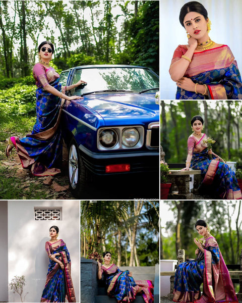 Embellished Banarasi Pure Silk, Jacquard Multicolor Sarees
