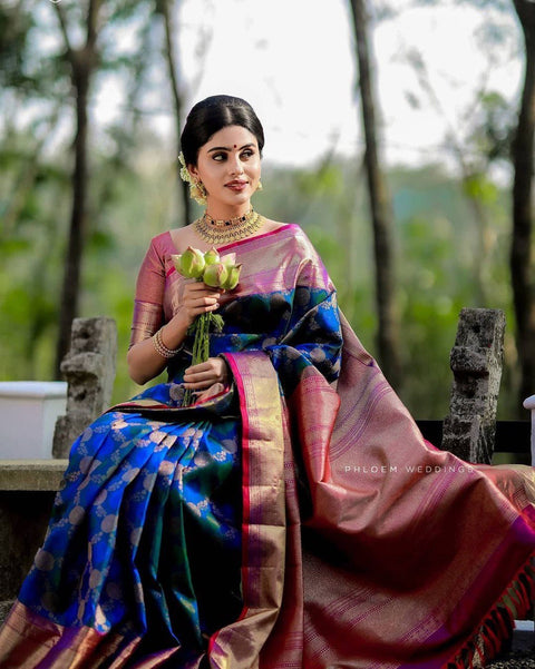 Embellished Banarasi Pure Silk, Jacquard Multicolor Sarees
