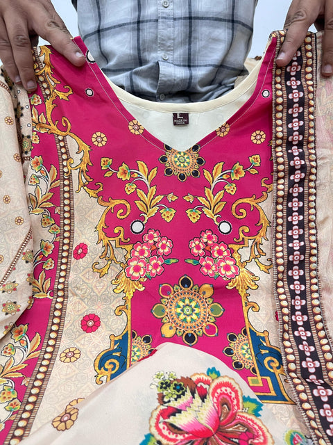 New Designer Collection in Pure chinon silk With Fancy Embroidered Work Stitched Suit