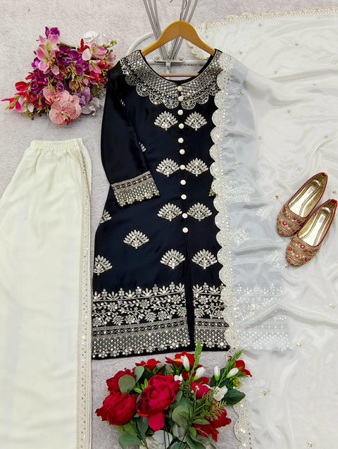 New Designer Heavy Roman Silk Real Mirror Work Pakishtani Suit