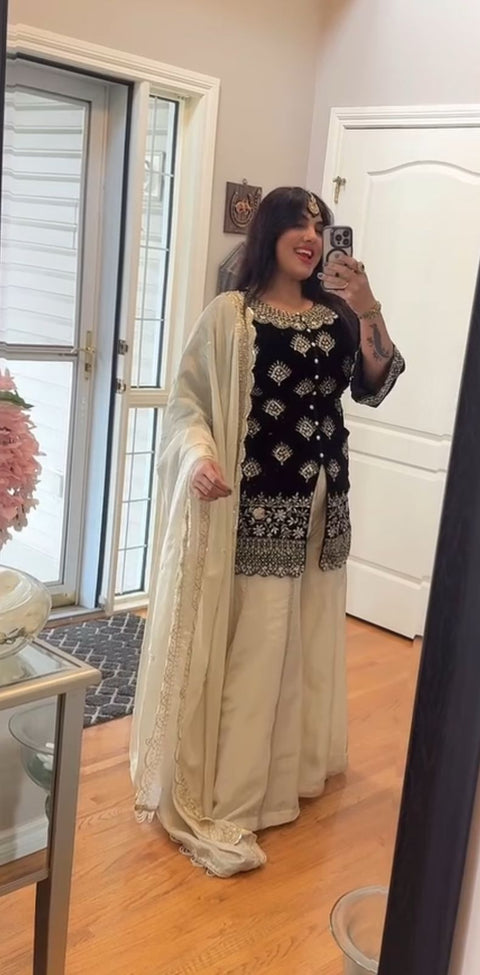 New Designer Heavy Roman Silk Real Mirror Work Pakishtani Suit