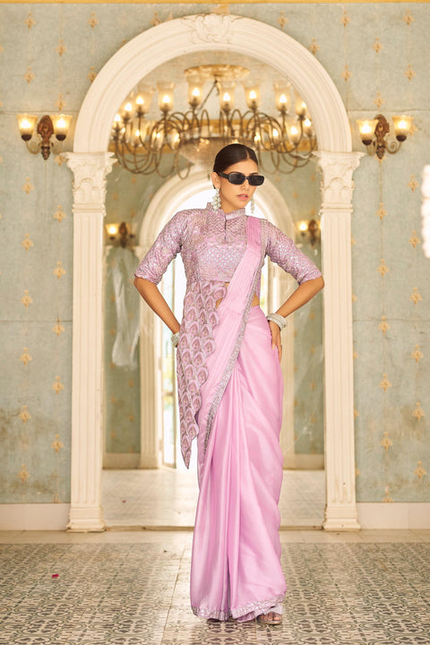 Georgette Embroidered Lace Ready to Wear Saree