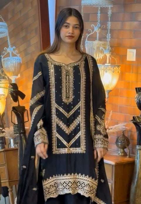 New Designer Collection In Pure Chinnon With Heavy Embroidery wrok