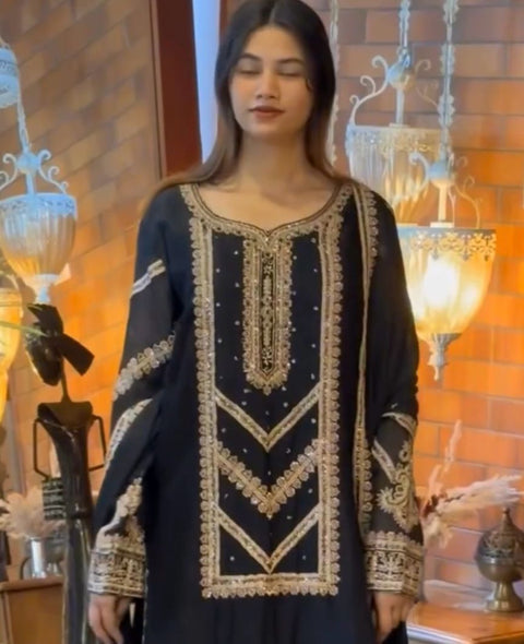 New Designer Collection In Pure Chinnon With Heavy Embroidery wrok