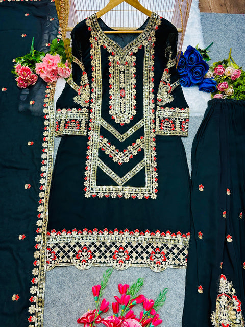 New Designer Collection In Pure Chinnon With Heavy Embroidery wrok