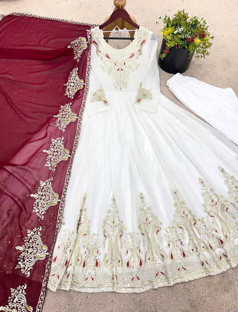 Beautifull Bollywood Georgette Gown With Pant And Dupatta