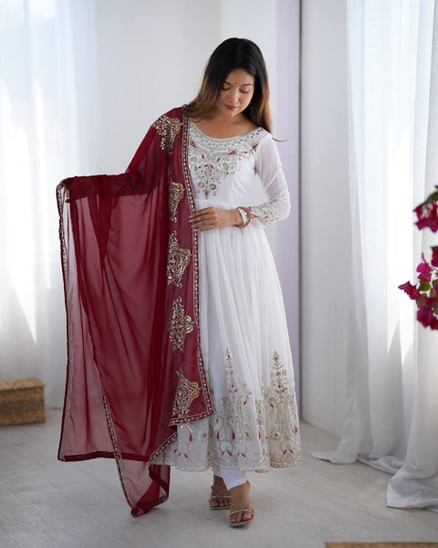 Beautifull Bollywood Georgette Gown With Pant And Dupatta