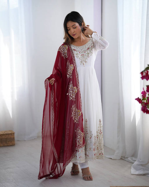 Beautifull Bollywood Georgette Gown With Pant And Dupatta