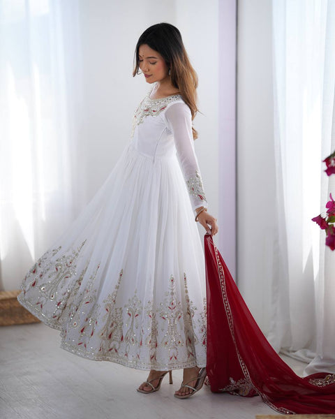 Beautifull Bollywood Georgette Gown With Pant And Dupatta