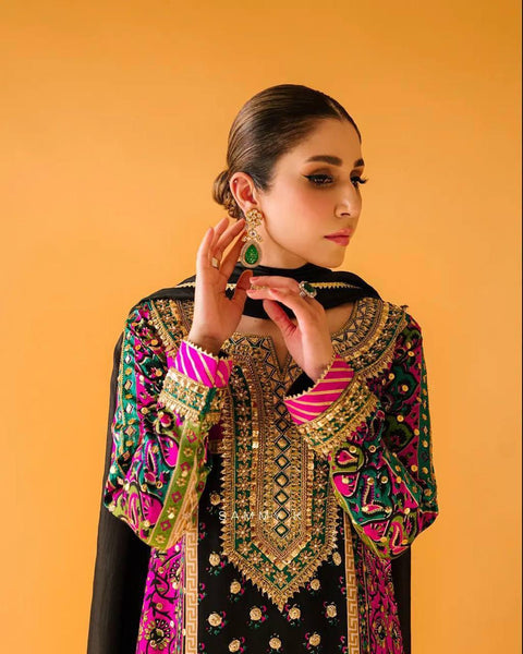 Printed&Embroidered Kurti and Pant suit with Dupatta/Buy Embroidered WORK