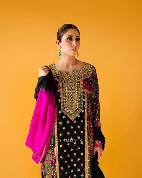 Printed&Embroidered Kurti and Pant suit with Dupatta/Buy Embroidered WORK