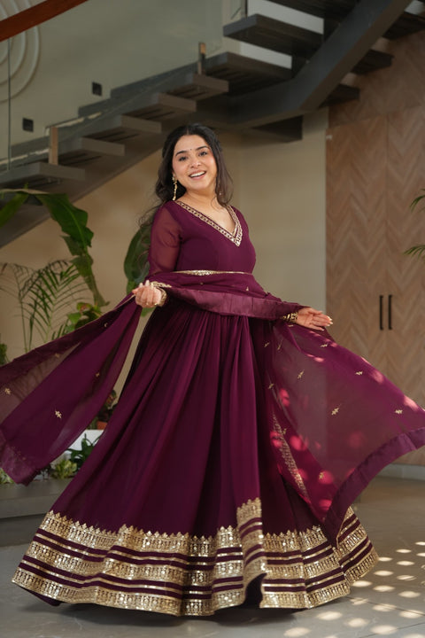 Wedani Faux Georgette Embroidered Anarkali Kurti Suit