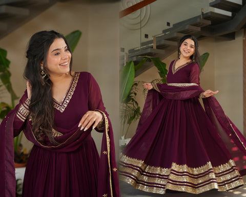 Wedani Faux Georgette Embroidered Anarkali Kurti Suit
