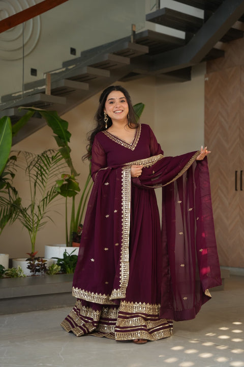 Wedani Faux Georgette Embroidered Anarkali Kurti Suit