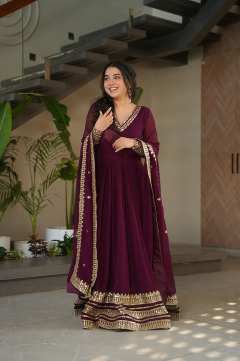 Wedani Faux Georgette Embroidered Anarkali Kurti Suit