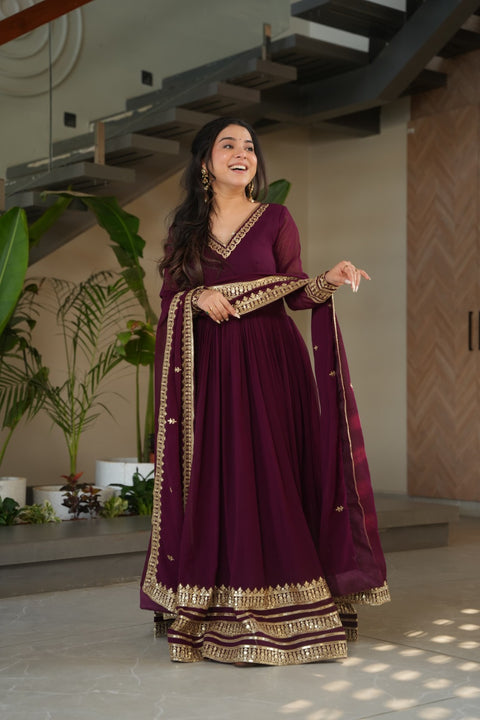 Wedani Faux Georgette Embroidered Anarkali Kurti Suit