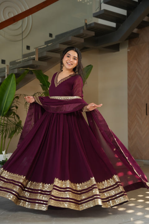 Wedani Faux Georgette Embroidered Anarkali Kurti Suit