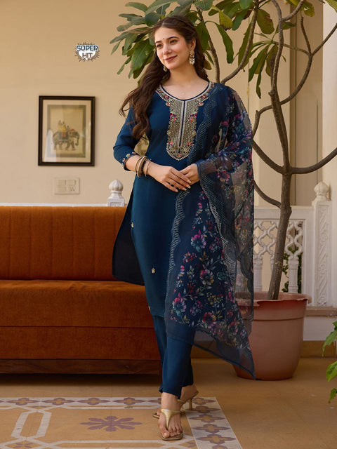 Viscose Jacquard Kurti With Pant And Dupata
