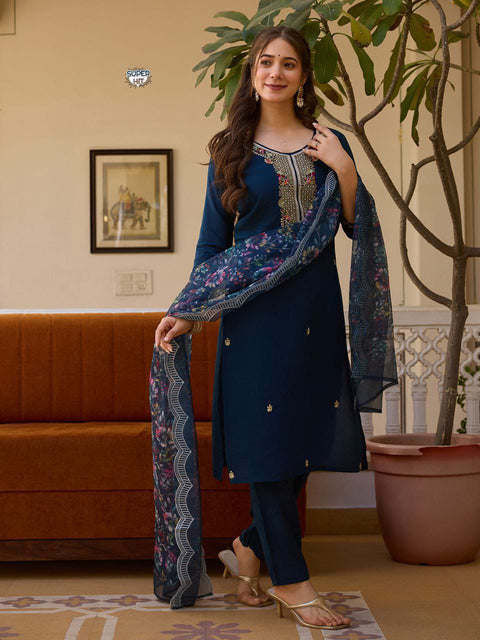Viscose Jacquard Kurti With Pant And Dupata