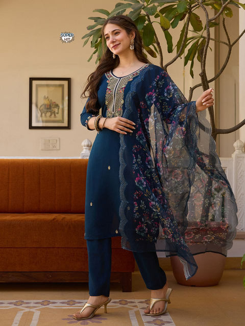 Viscose Jacquard Kurti With Pant And Dupata