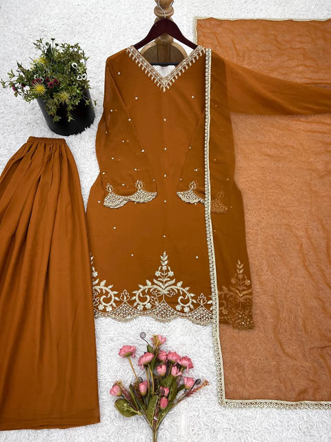 Presenting New Designer Party Wear Look Top-Plazzo and Dupatta