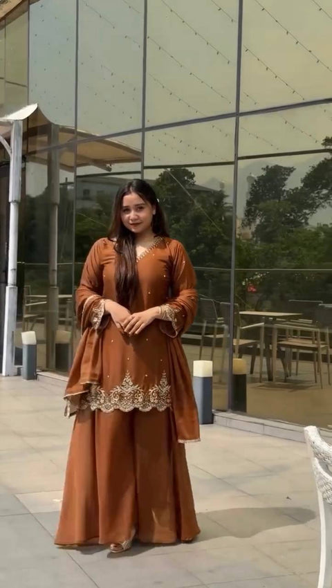 Presenting New Designer Party Wear Look Top-Plazzo and Dupatta