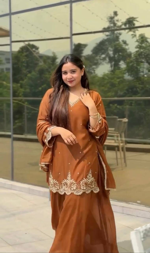 Presenting New Designer Party Wear Look Top-Plazzo and Dupatta