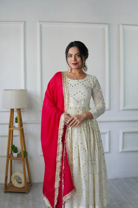 NEW DESIGNER PARTY WEAR LOOK GOWN WITH PANT AND DUPATTA