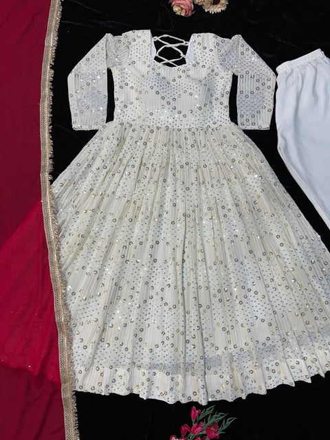NEW DESIGNER PARTY WEAR LOOK GOWN WITH PANT AND DUPATTA