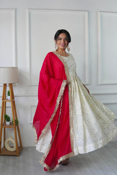 NEW DESIGNER PARTY WEAR LOOK GOWN WITH PANT AND DUPATTA
