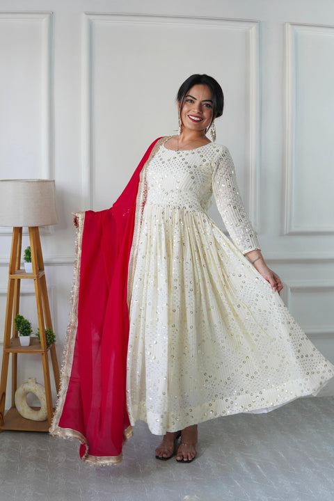 NEW DESIGNER PARTY WEAR LOOK GOWN WITH PANT AND DUPATTA