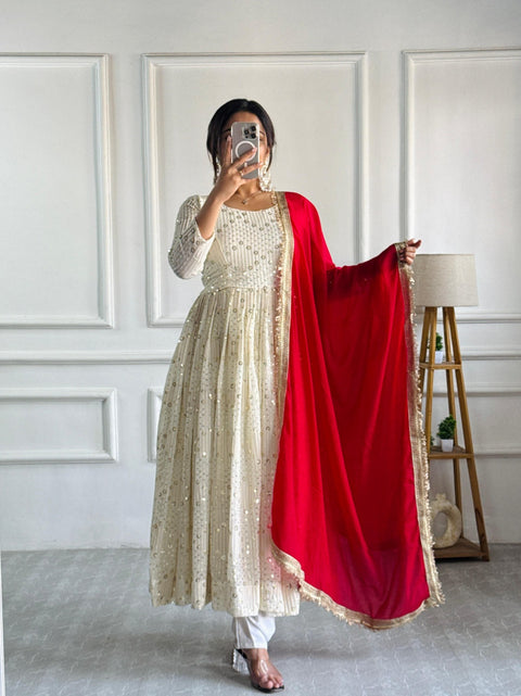 NEW DESIGNER PARTY WEAR LOOK GOWN WITH PANT AND DUPATTA