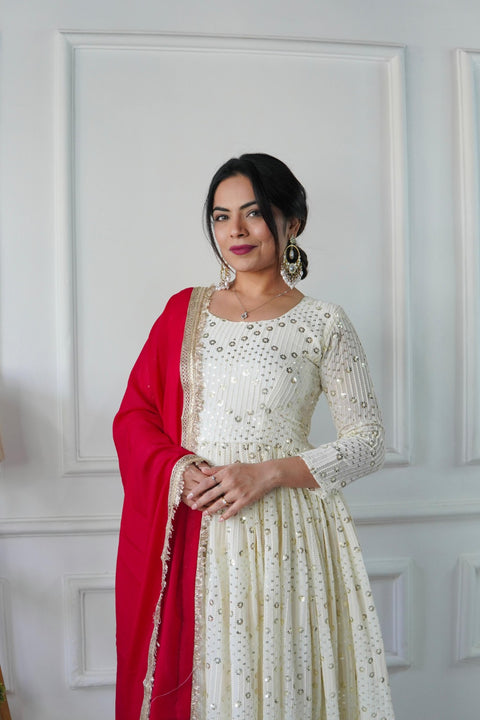 NEW DESIGNER PARTY WEAR LOOK GOWN WITH PANT AND DUPATTA