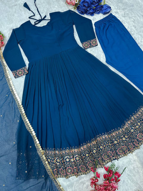 Georgette Embroidered Anarkali Kurti suit
