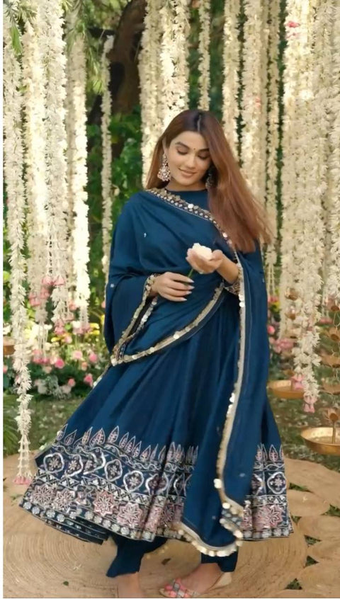 Georgette Embroidered Anarkali Kurti suit