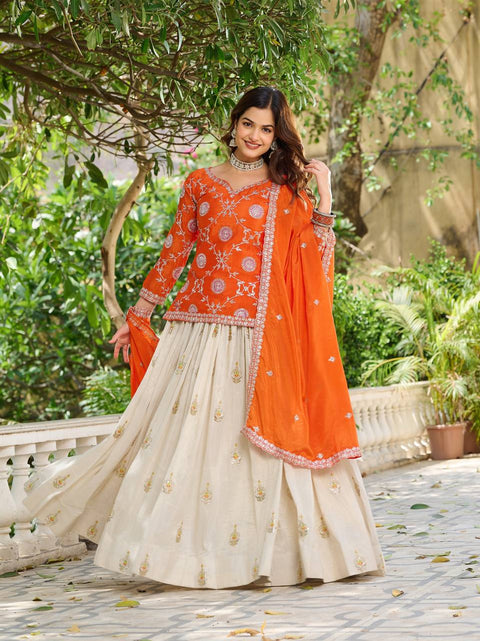 Digital Printed Poly Georgette Semi Stitched Lehenga Choli