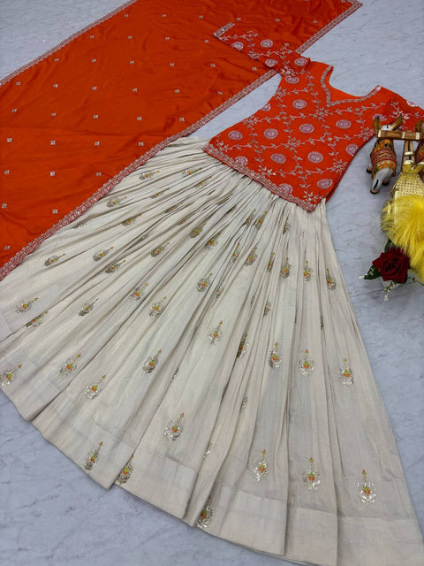 Digital Printed Poly Georgette Semi Stitched Lehenga Choli