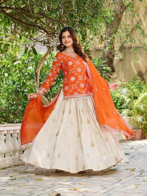 Digital Printed Poly Georgette Semi Stitched Lehenga Choli