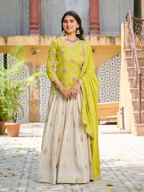 Digital Printed Poly Georgette Semi Stitched Lehenga Choli
