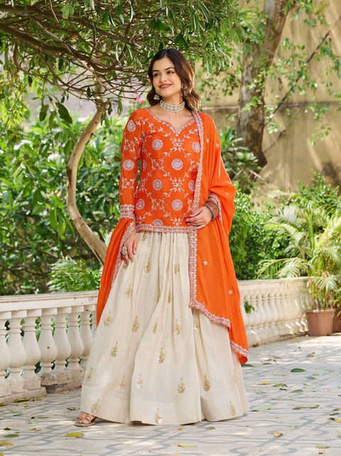 Digital Printed Poly Georgette Semi Stitched Lehenga Choli