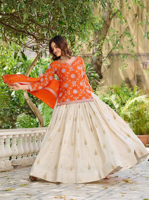 Digital Printed Poly Georgette Semi Stitched Lehenga Choli