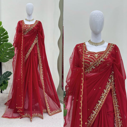 Heavy Sequence Embroidery sarees with blouse