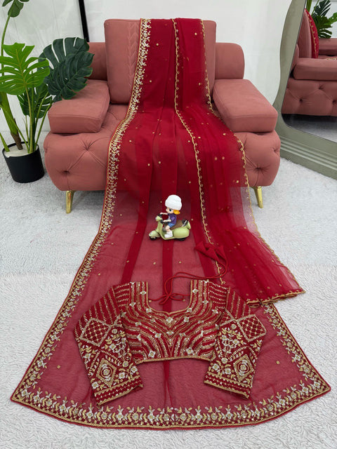 Heavy Sequence Embroidery sarees with blouse