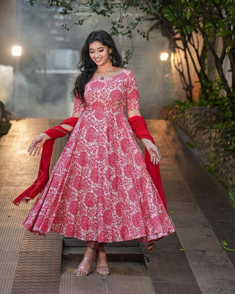Printed Rayon Blend Stitched Anarkali Gown
