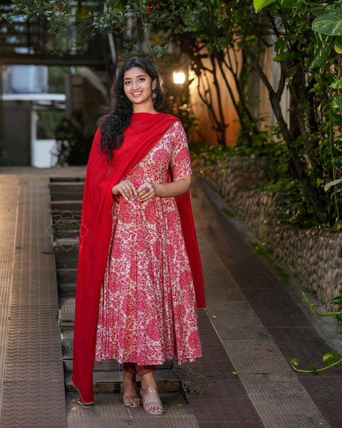 Printed Rayon Blend Stitched Anarkali Gown
