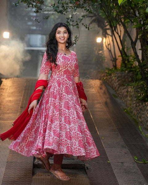 Printed Rayon Blend Stitched Anarkali Gown
