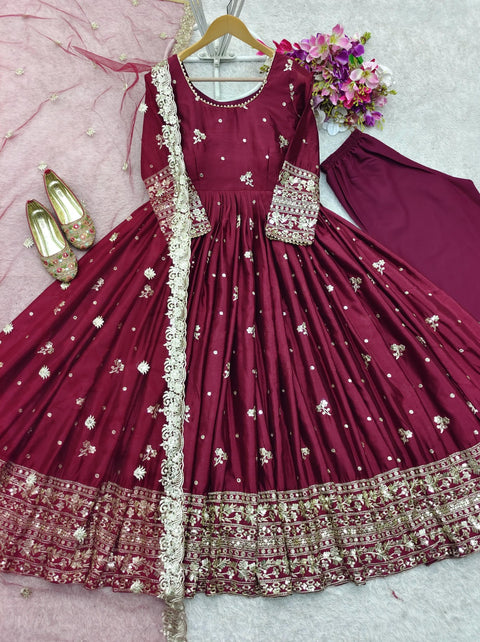 Printed Rayon Blend Stitched Anarkali Gown
