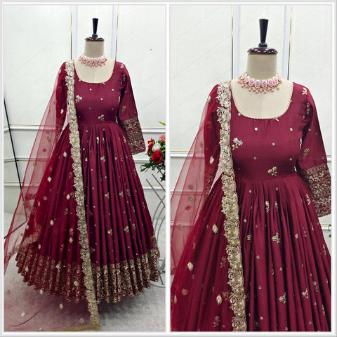 Printed Rayon Blend Stitched Anarkali Gown