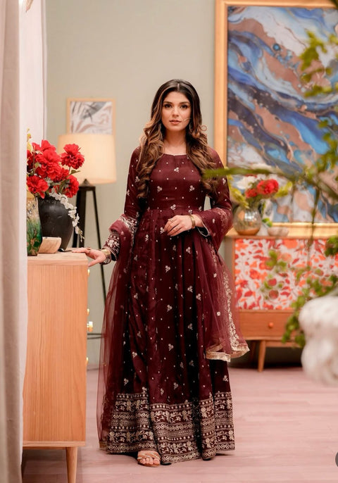 Printed Rayon Blend Stitched Anarkali Gown
